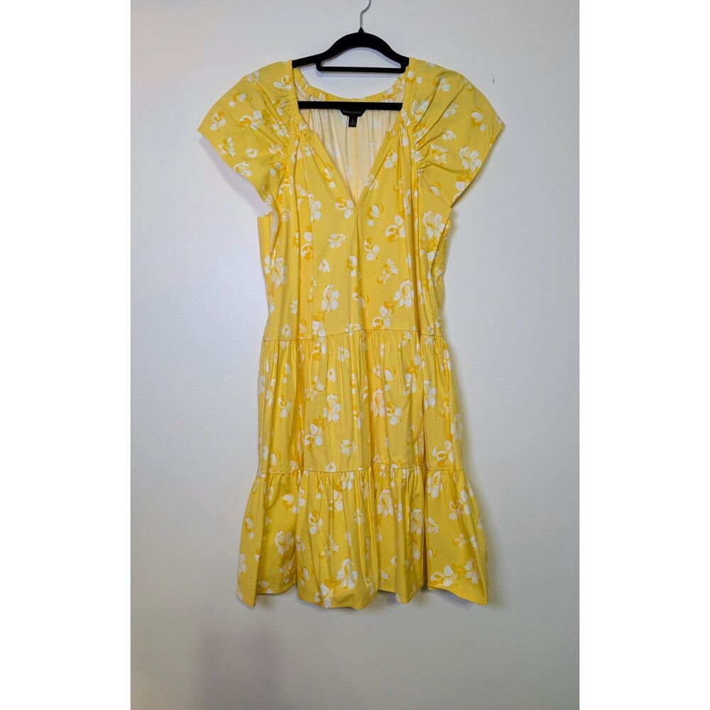 Banana Republic Butter Yellow Floral Mini Dress S Cottagecore Sundress Romantic - Picture 3 of 9